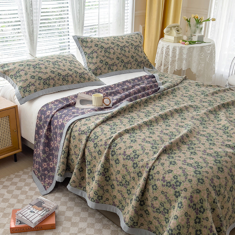 K-80 150x200±2cm Retro Printed Throw Blanket Cotton Towel Quilt with 2 Pillowcases K-80 150x200±2cm Retro Printed Throw Blanket Cotton Towel Quilt with 2 Pillowcases